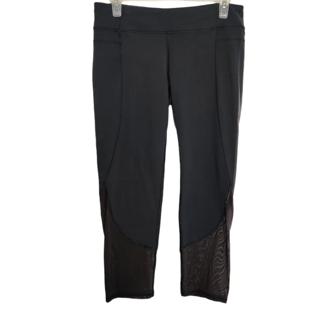 Athleta Charcoal Grey Mesh Capri Leggings EUC sz M